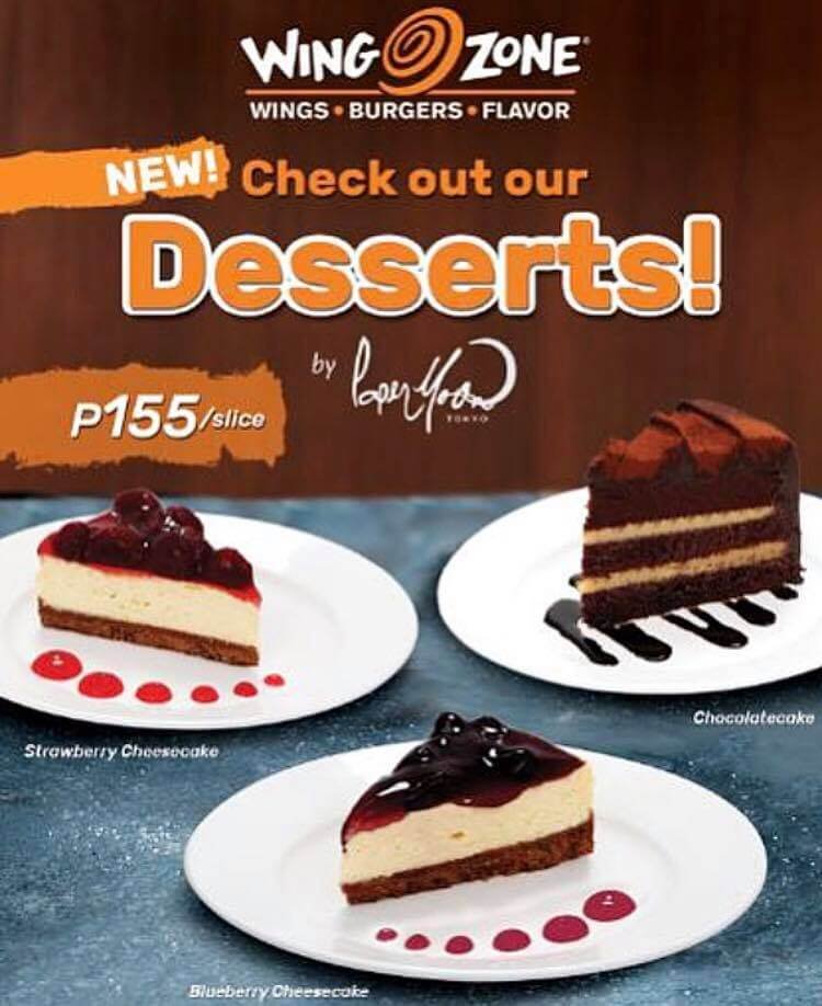 Desserts with cakes, a menu of Wing Zone Philippines resturant.