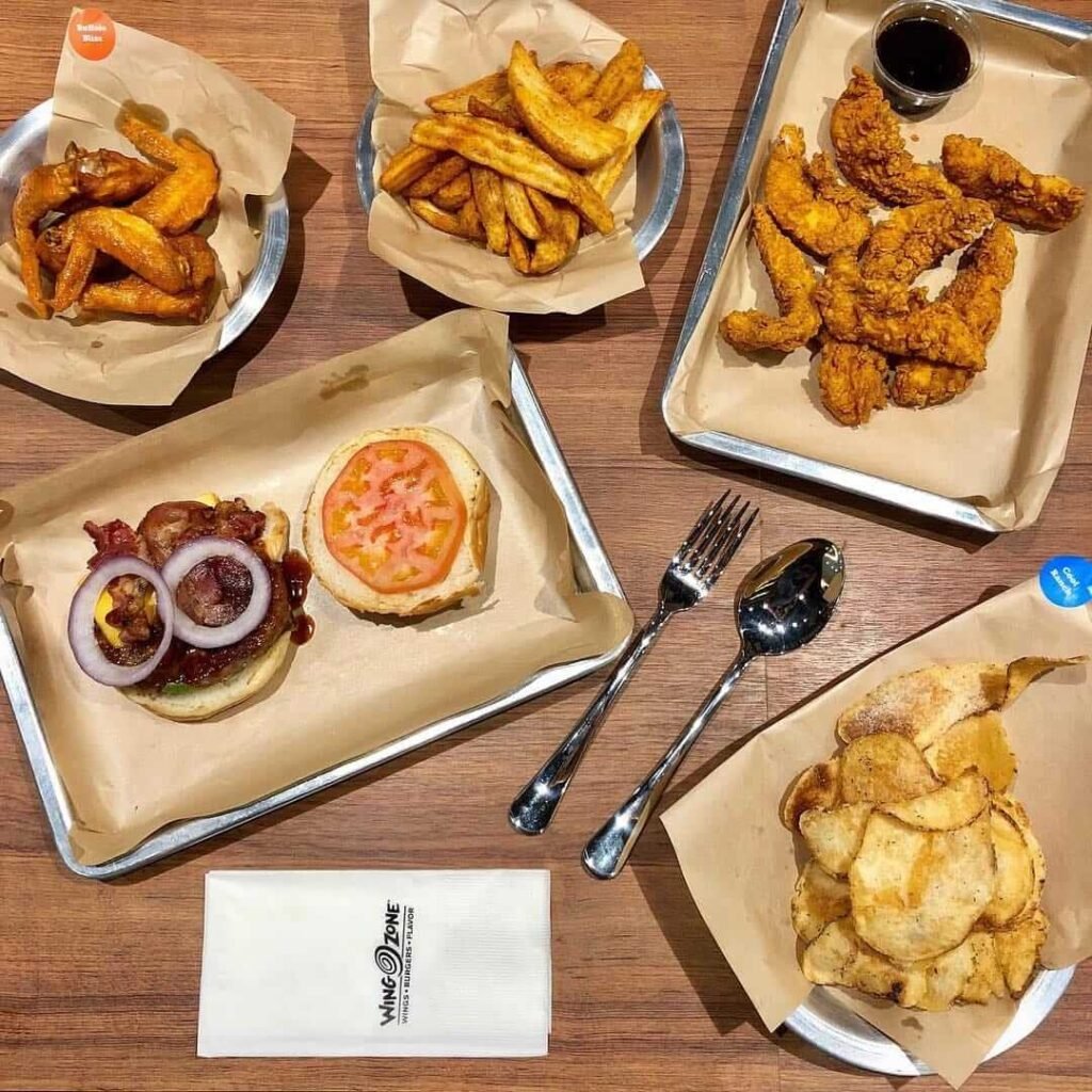 Fried food with salad, a menu of Wing Zone Philippines resturant.