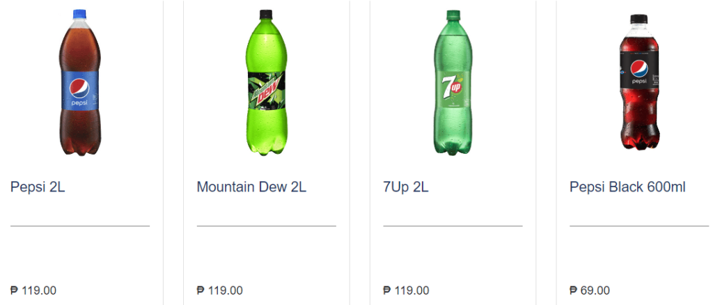 Beverages Menu Prices, a menu of SNR Philippines resturant.