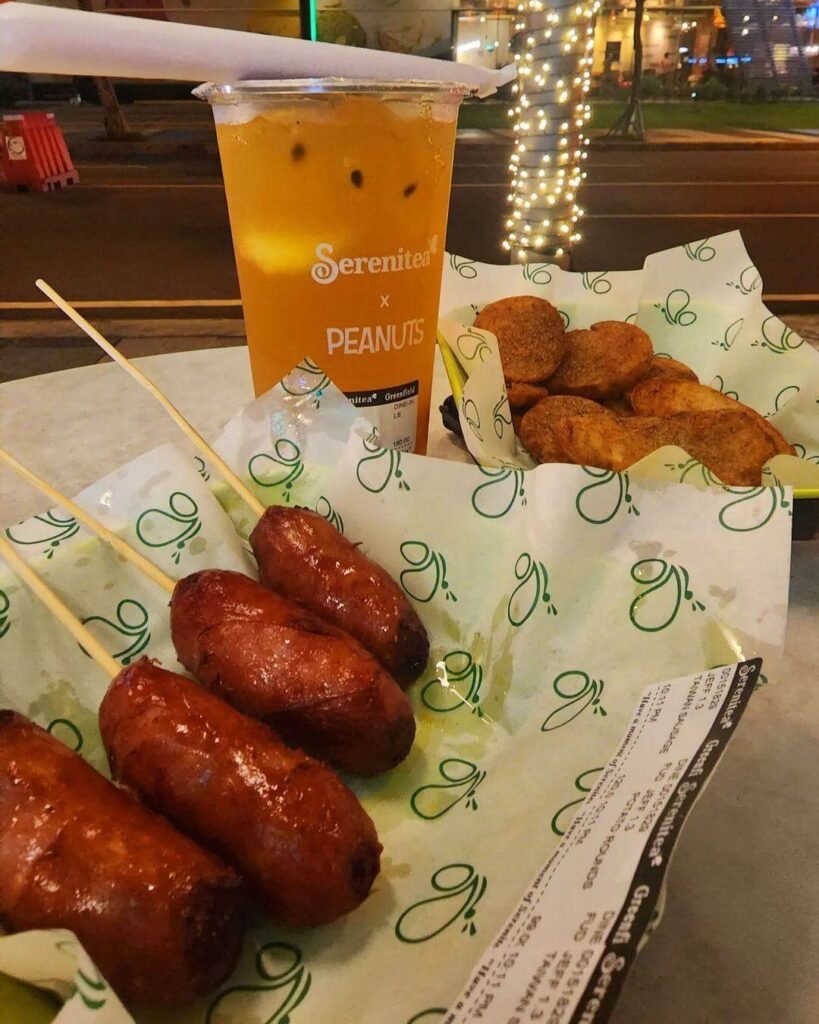 Drum sticks with drinks,  a menu of Serenitea Philippines resturant.