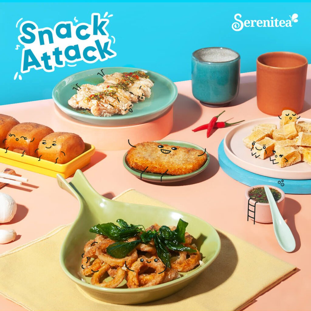 Snack with desserts food, a menu of Serenitea Philippines resturant.