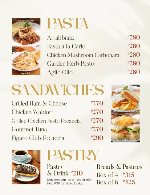 Figaro Coffee Philippines Menu with Prices