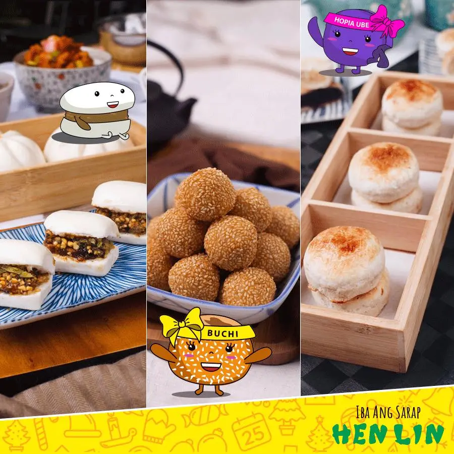 Breakfast dishes along with donuts and sandwiches, a menu of Hen Lin Philippines restaurant.