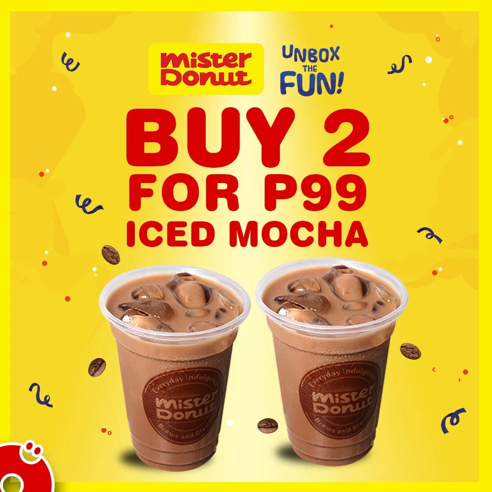 Two Iced mocha coffee, a menu of mister donut philippines resturant.