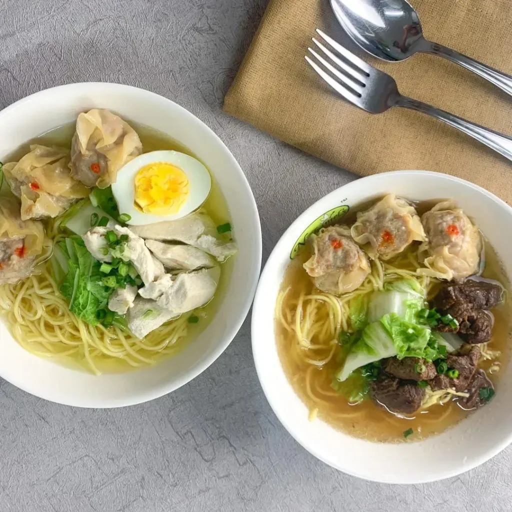Boiled eggs in a bowl of soaps, a menu of Nathaniel’s Philippines resturant.