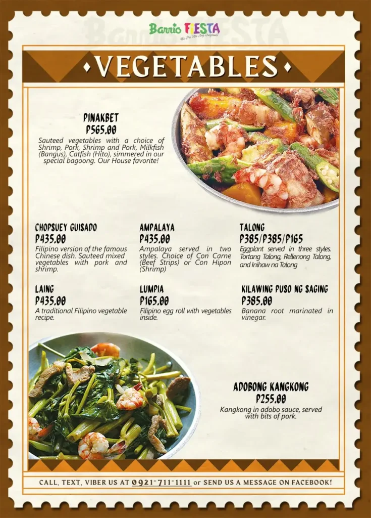 Vegatables, a menu of barrio fiesta philippines resturant.