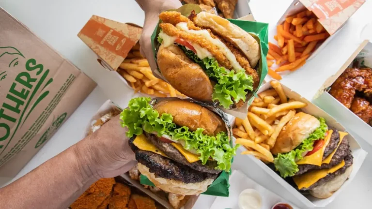 Burger with loaded fries, a menu of brothers burger philippines resturant.