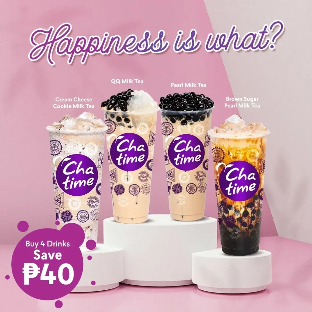 Cream cheese, QQ milk tea and furthermore, a menu of chatime philippines resturant.