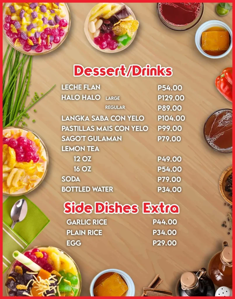 Dessert, drinks in all flavors, a menu of Goodah philippines resturant.