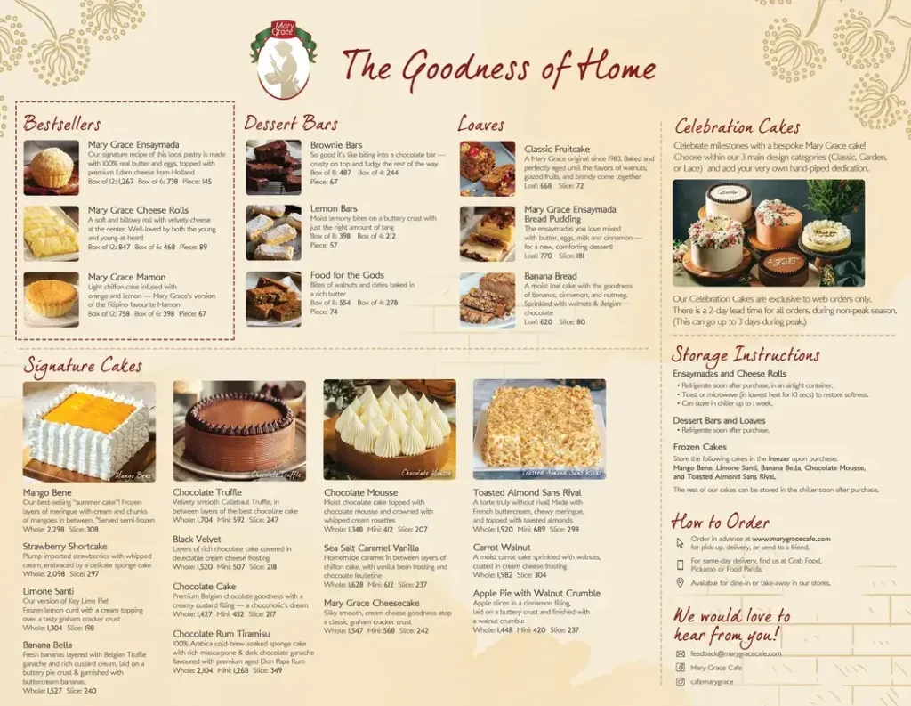 Mary Grace Philippines Menu Prices 2024