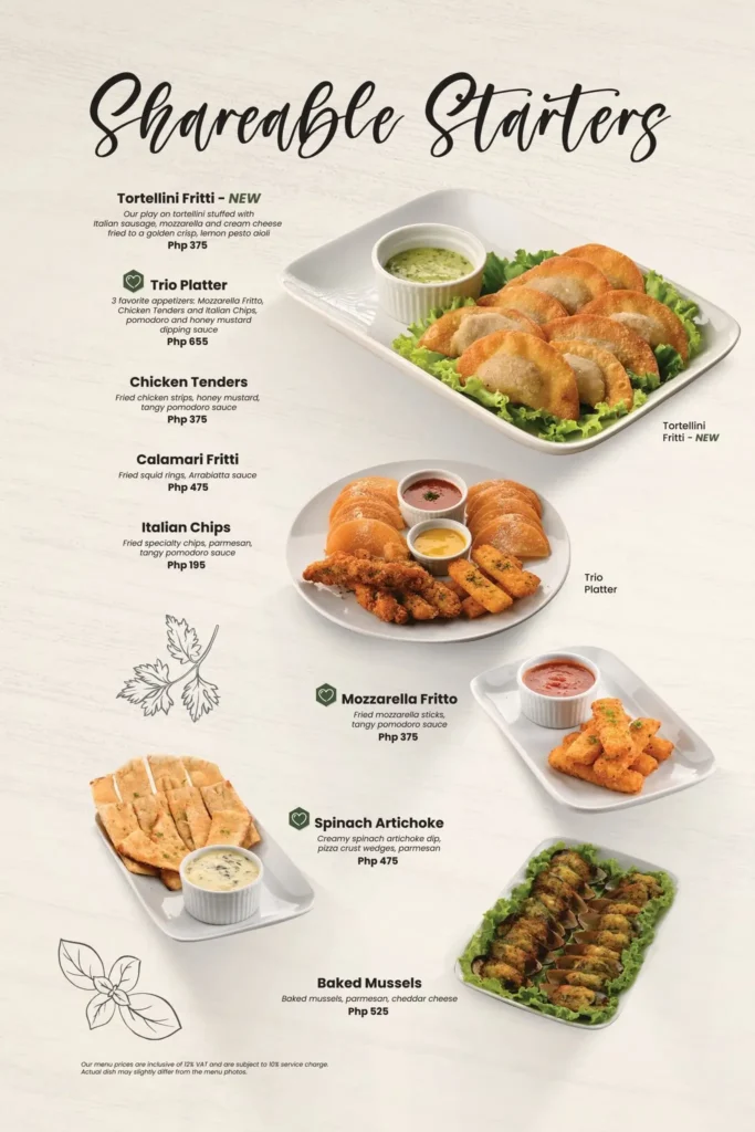 Amici Appetizers, a menu of Amici Philippines resturant.