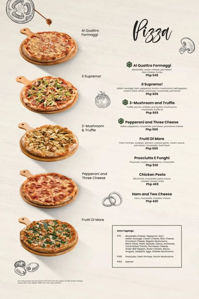 Amici Pizza, a menu of Amici Philippines resturant.