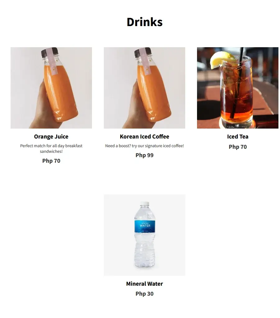 Eggstop Drinks, a menu of Eggstop Philippines resturant.