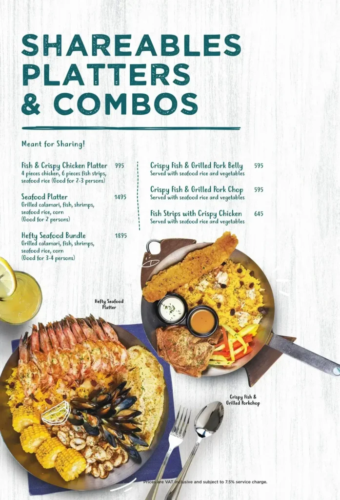 Fish & Co Shareable Platters & Combos, a menu of Fish & Co Philippines resturant.