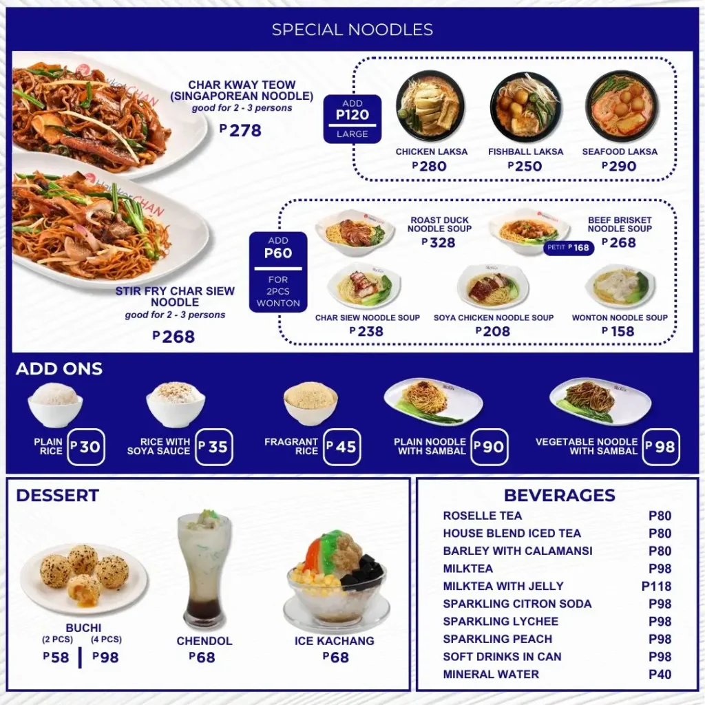 Hawker Chan Special Noodles Menu Prices