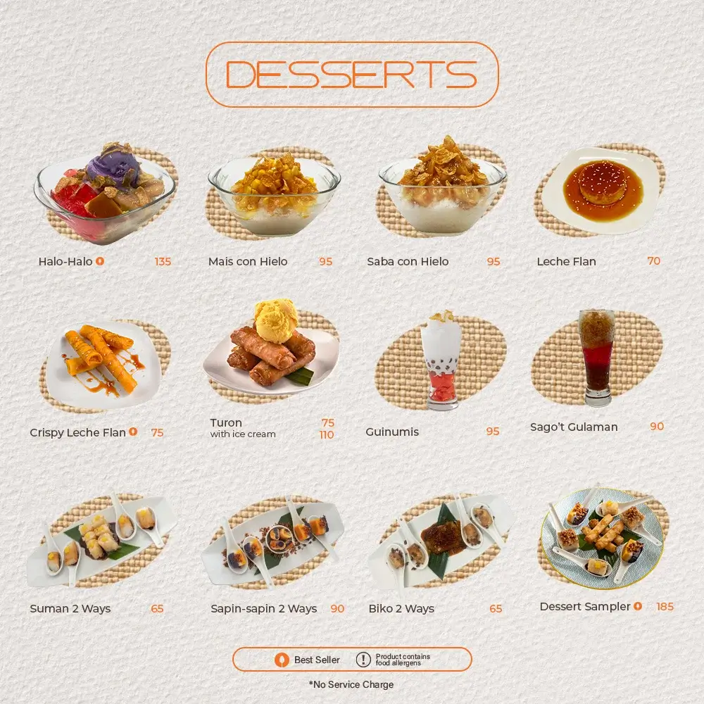 Mesa Desserts, a menu of Mesa Philippines resturant.