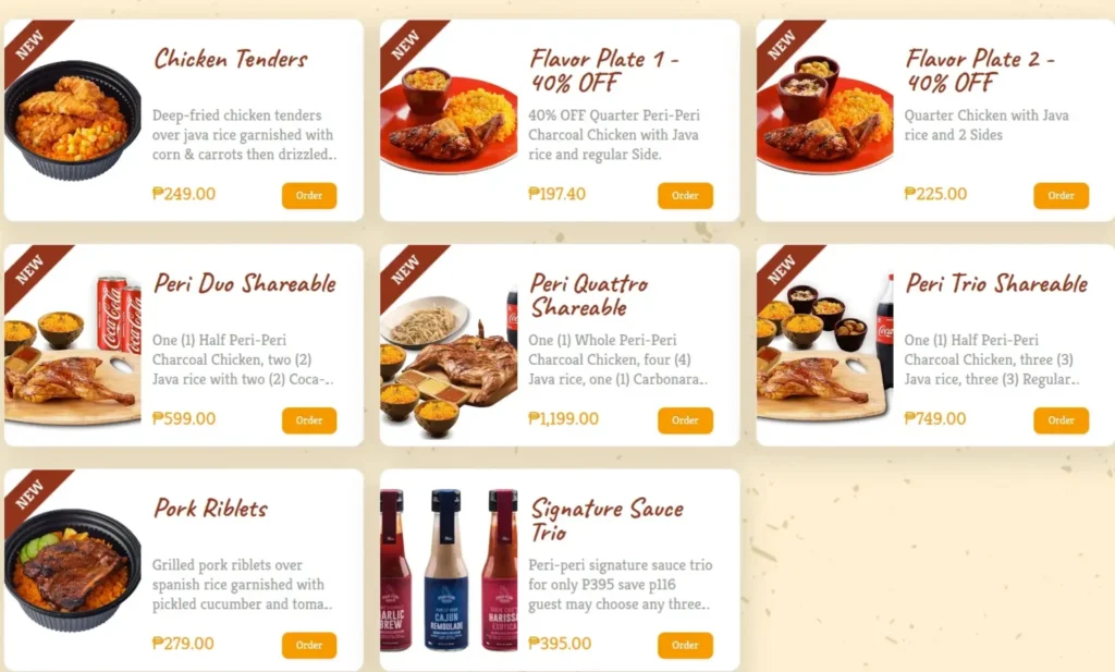 Peri Peri Chicken Promos Menu with Prices