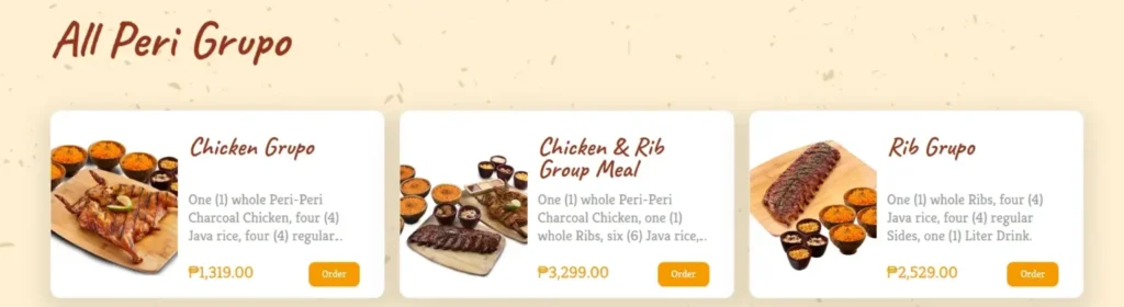 Peri Peri Gropo Menu with Prices