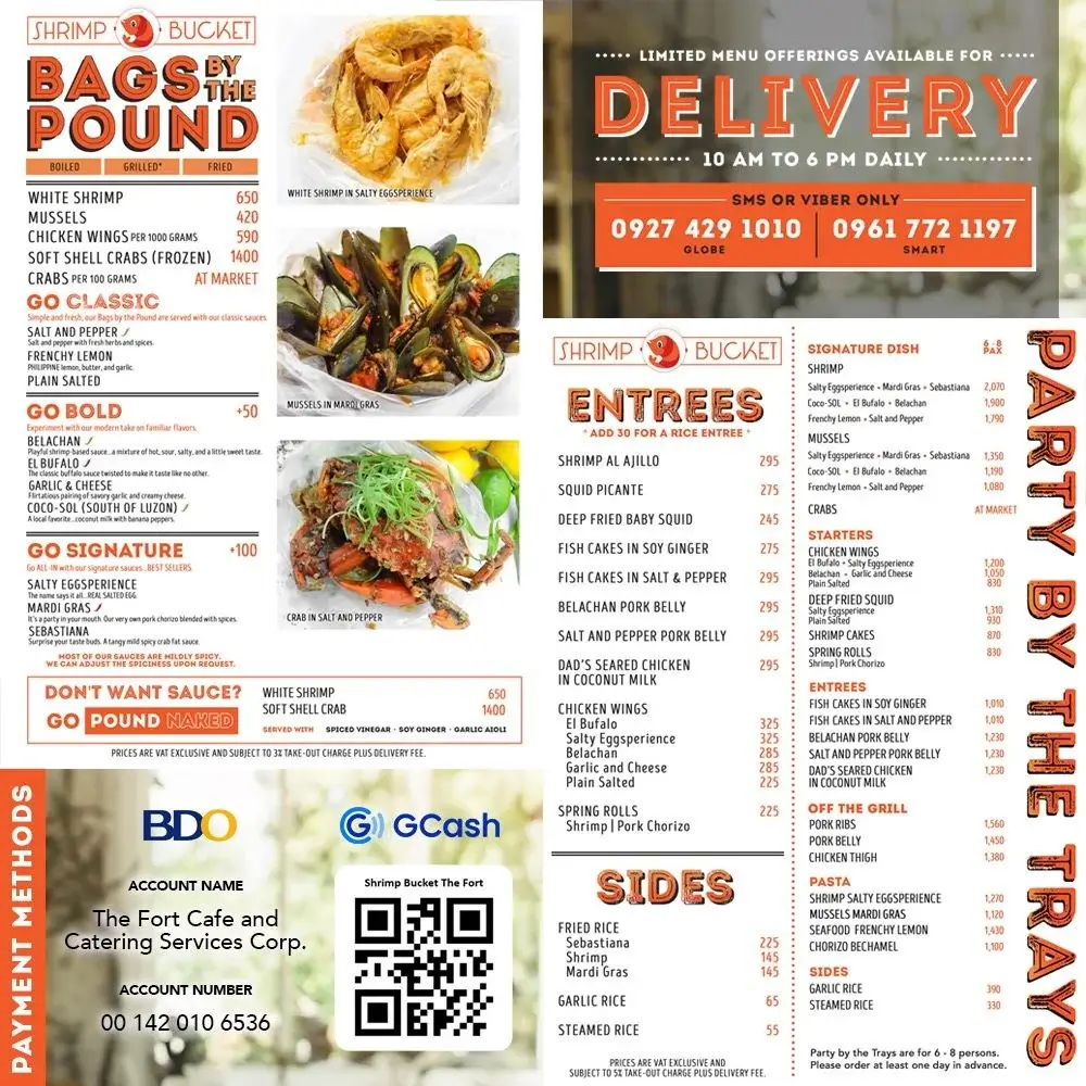 Shrimp Bucket Philippines Menu with Prices