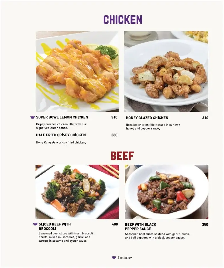 Chicken and Beef, a menu of Super Bowl of China Philippines resturant.