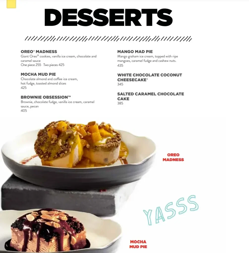 Tgi Fridays Desserts Menu