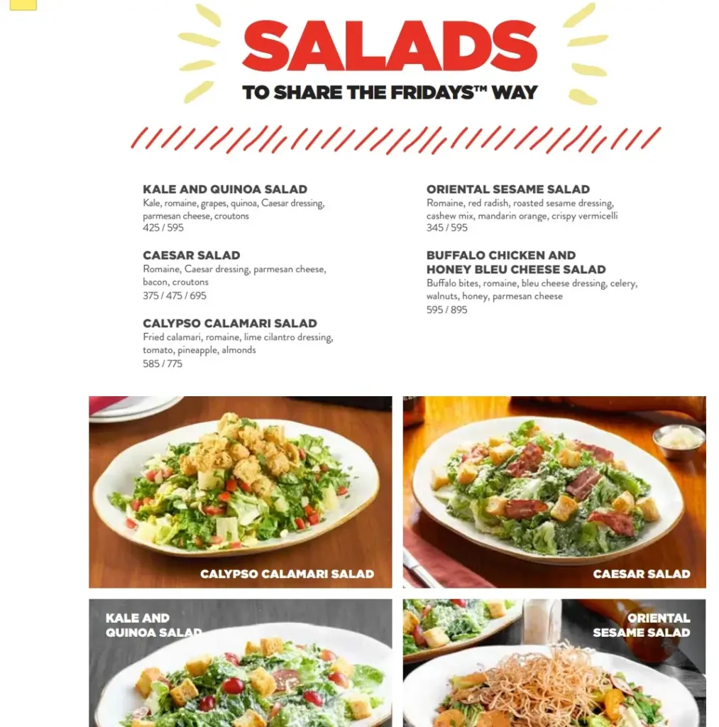 Tgi Fridays Soups and Salads Menu with Prices