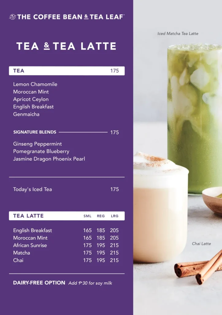 The Coffee Bean & Tea Leaf Ice Blended Coffee Menu Prices