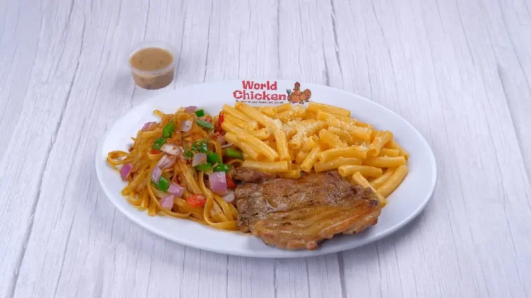 Chicken with fries in a plate, a menu of World Chicken Philippines resturant.