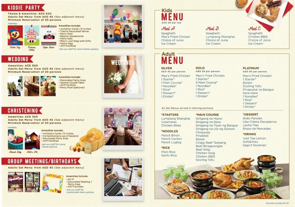 Max’s Bestsellers Menu with Prices