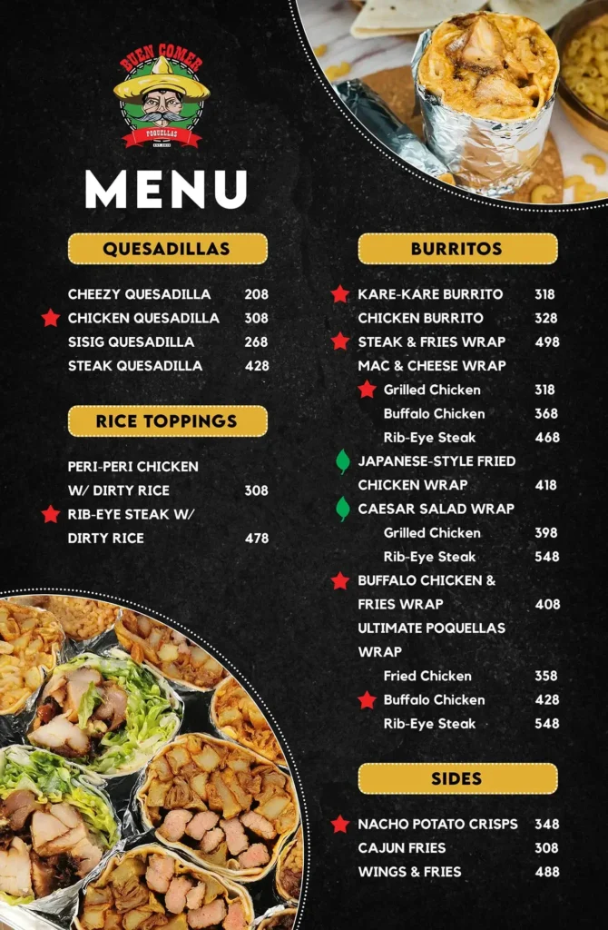 Buen Comer Menu with Prices
