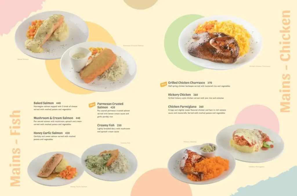 Miguel and Maria Main fish Menu with Prices