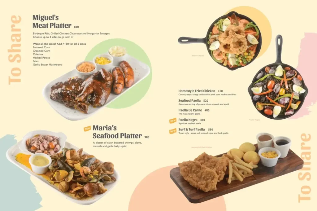 Miguel and Maria Share Menu with Prices