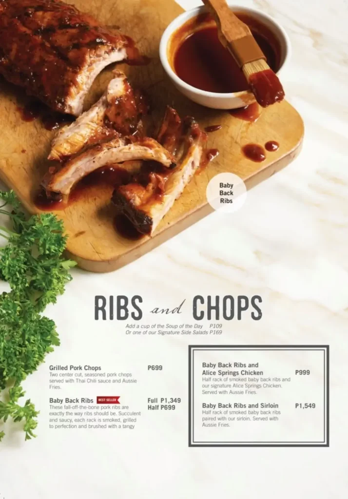 Outback Steakhouse Ribs & Chops Menu with Prices