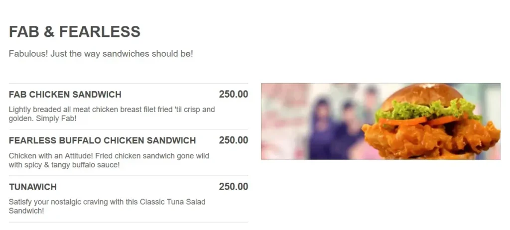 Pops Fab & Fearless Menu with Prices