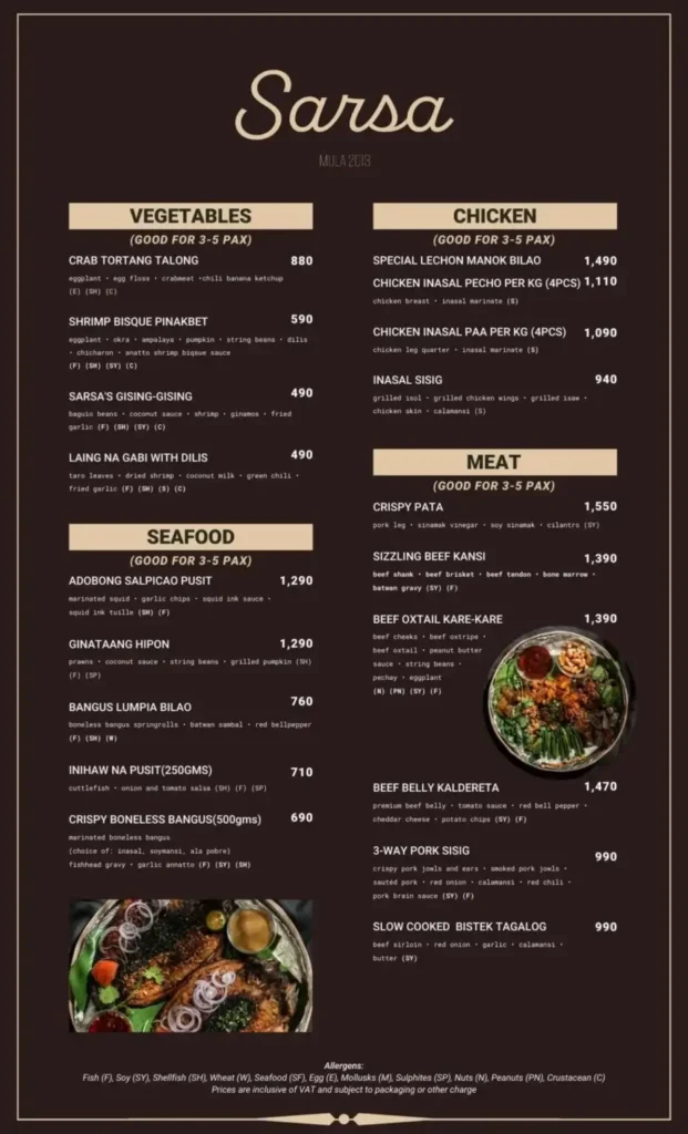 Sarsa Others Menu with Prices