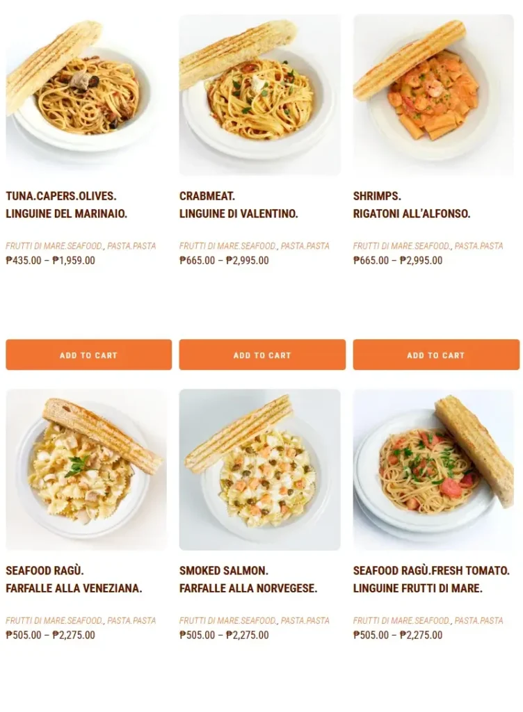 Cibo Pasta All Menu with Prices