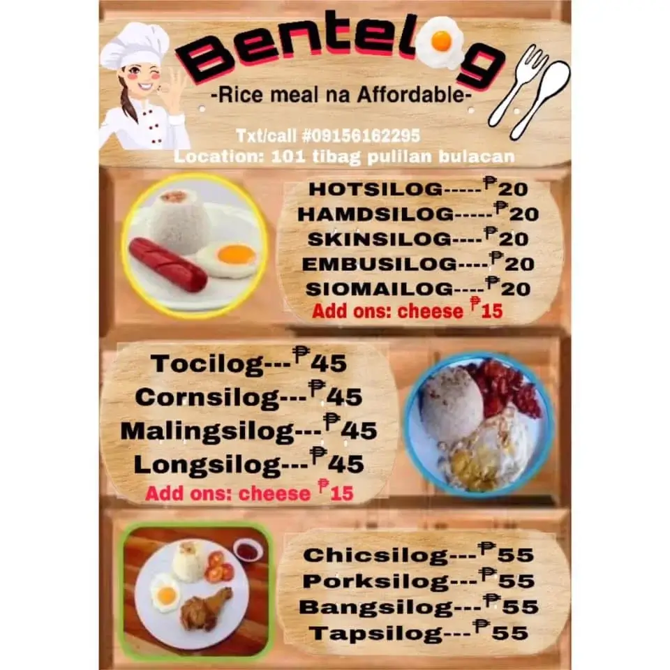 Bentelog Menu with Prices