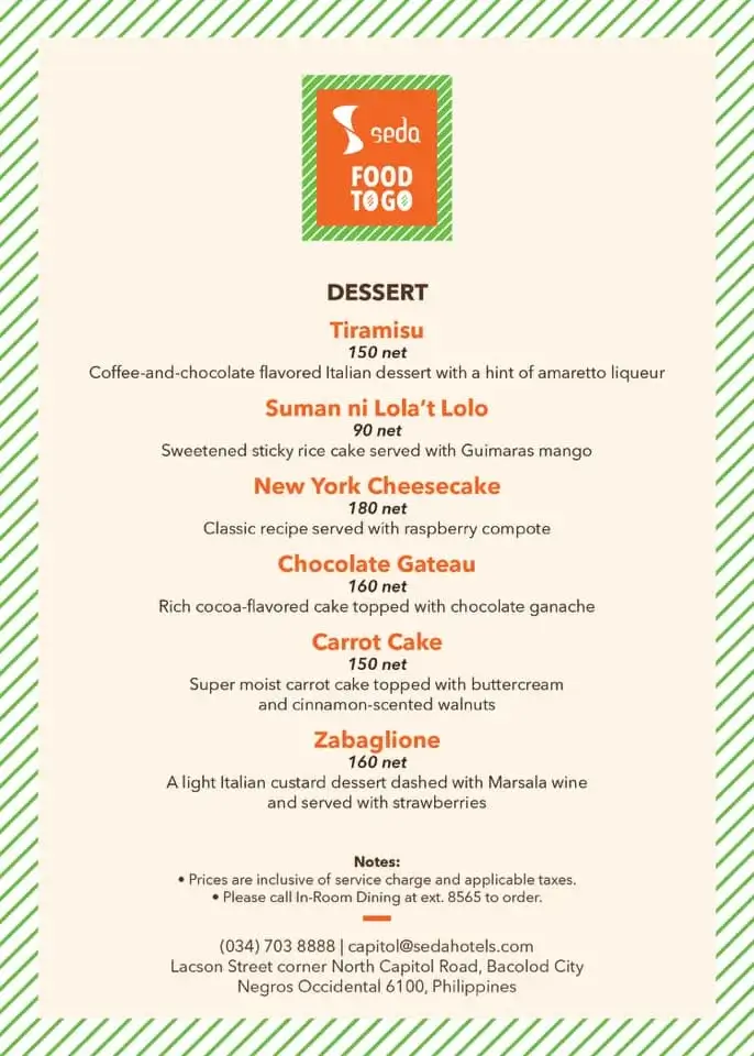 Misto Dessert Menu with Prices