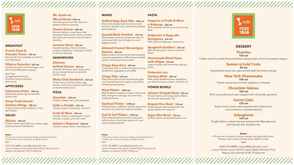Misto Menu with Prices