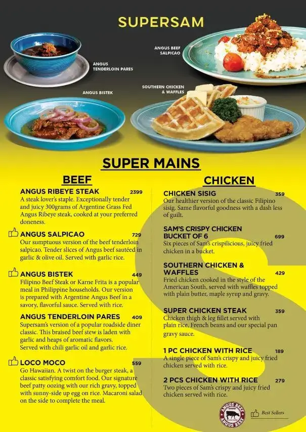 Supersam Beef And Chicken Menu with Prices