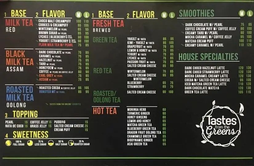 Tastes From The Greens Mango Series Menu with Prices