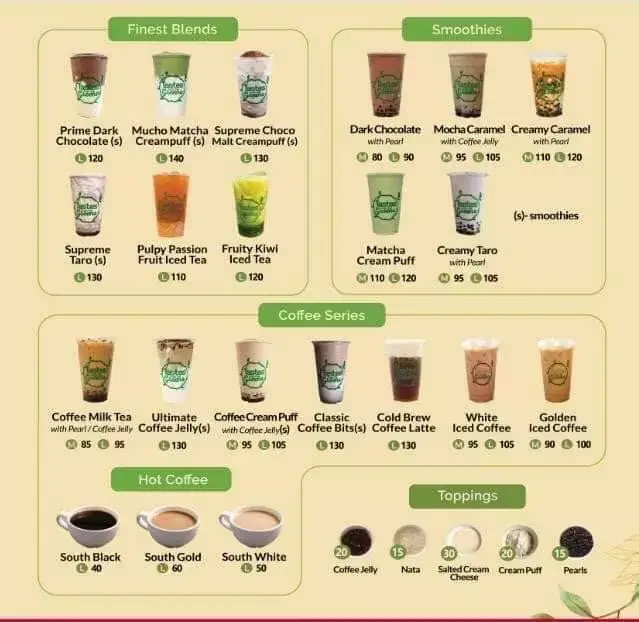 Tastes From The Greens Smoothies Coffee Series Menu with Prices